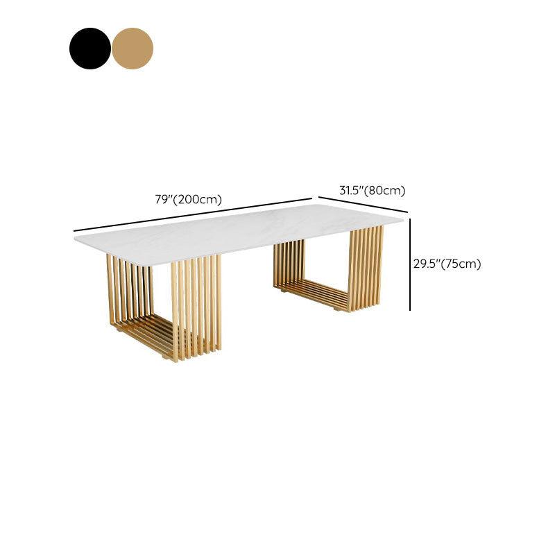 Conferenza in pietra a forma di rettangolare Tabella a 2 gambe scrivania in oro/nero