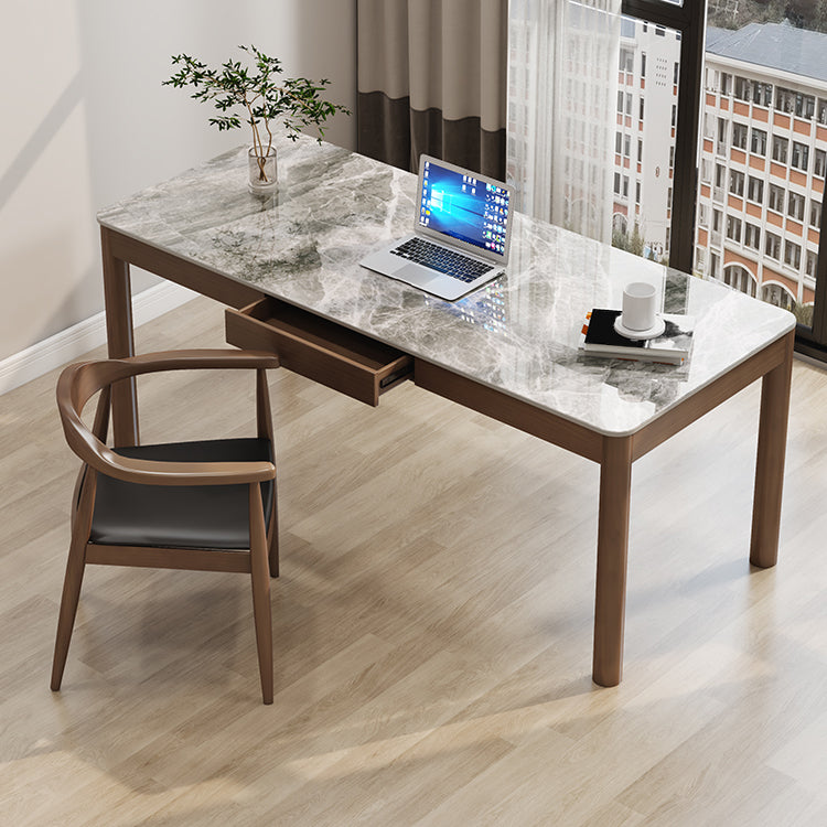 Rectangular Shaped Office Desk 4 Legs Writing Desk in Brown for Home Clearhalo 'furn' 'furn_office_desk' 'Furniture' 'Office Desks' 'Office Furniture' 'office_desk' 7288128