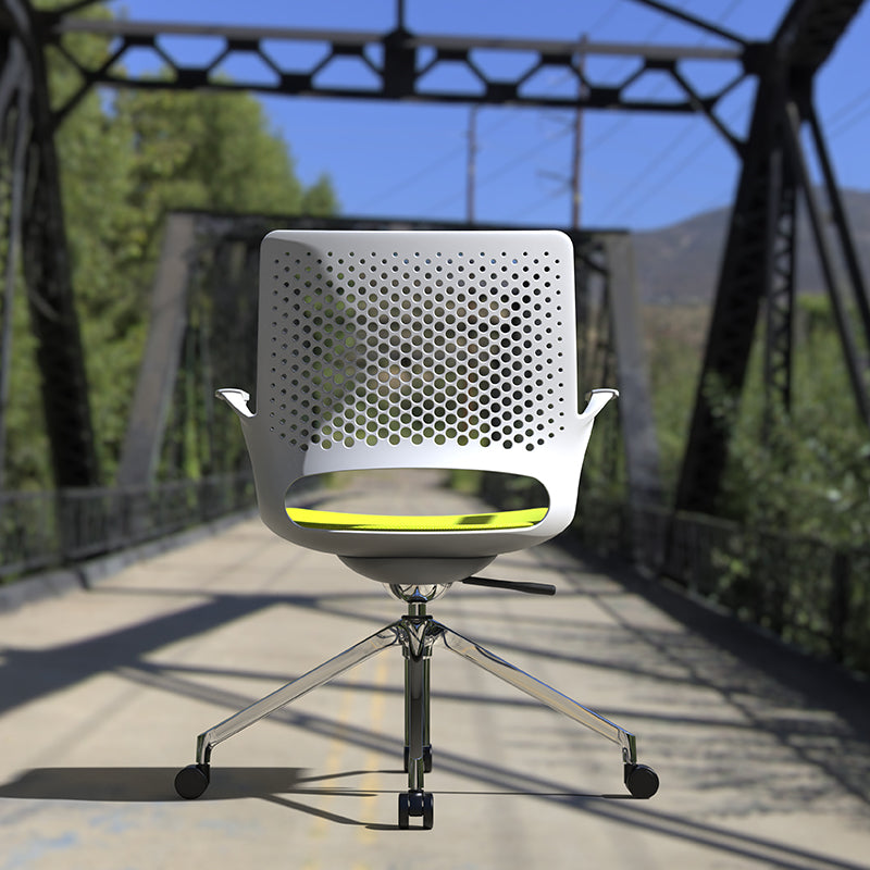 Chaise de bureau à glissement moderne chaise de bureau de hauteur de siège réglable à bras fixes avec roues