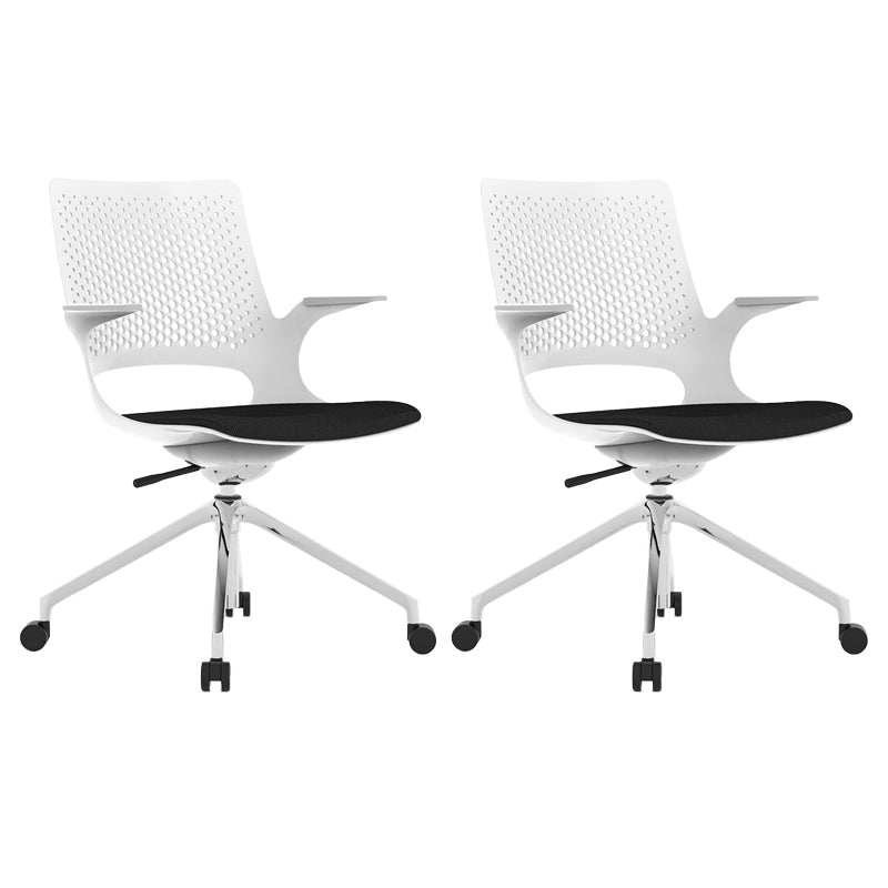 Chaise de bureau à glissement moderne chaise de bureau de hauteur de siège réglable à bras fixes avec roues