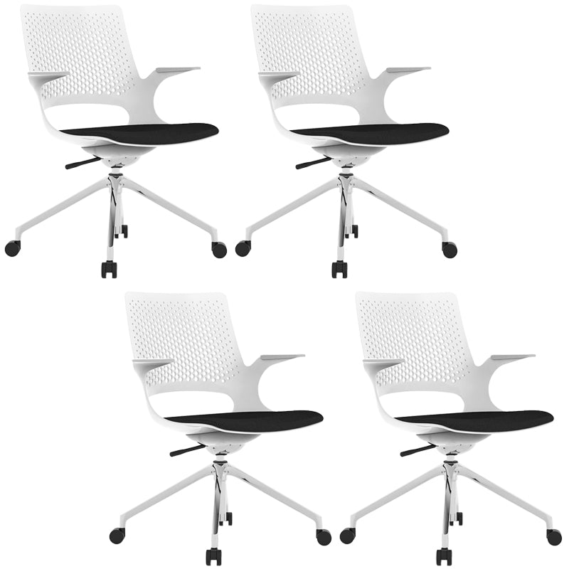 Chaise de bureau à glissement moderne chaise de bureau de hauteur de siège réglable à bras fixes avec roues