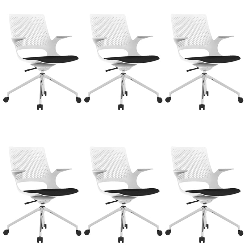 Chaise de bureau à glissement moderne chaise de bureau de hauteur de siège réglable à bras fixes avec roues