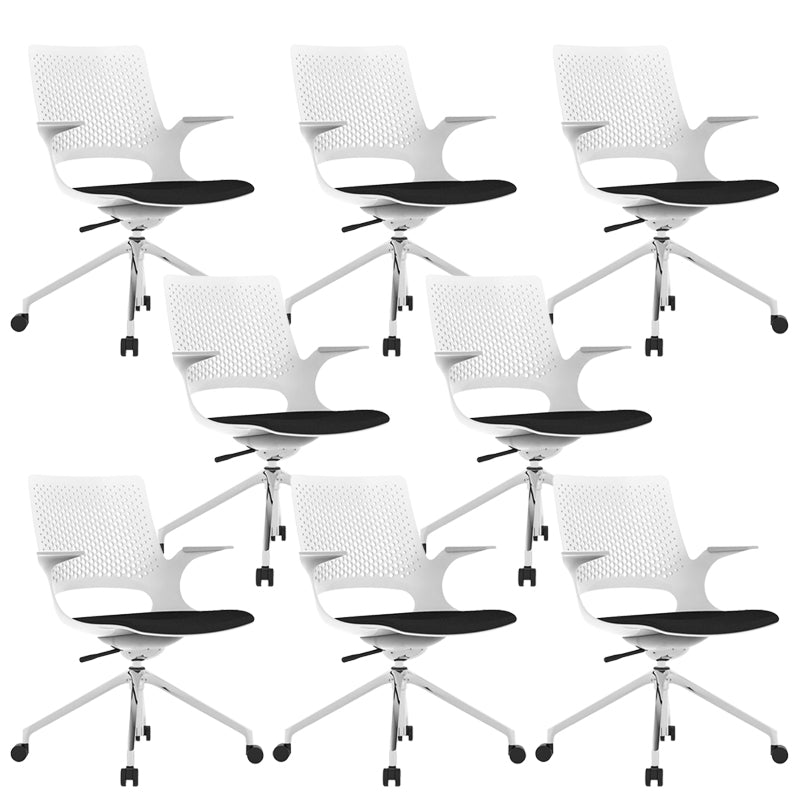 Chaise de bureau à glissement moderne chaise de bureau de hauteur de siège réglable à bras fixes avec roues