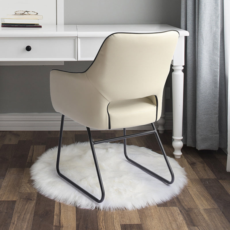 Silla de oficina moderna de cuero sin brazo de cuero ajustable altura de altura de escritorio