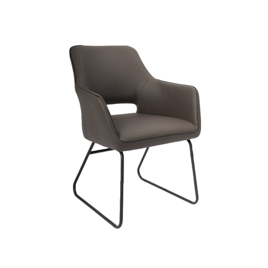 Modern Office Chair Armless Leather Adjustable Seat Height Desk Chair Brown 1 Piece