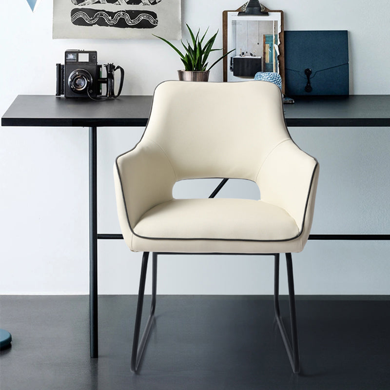 Silla de oficina moderna de cuero sin brazo de cuero ajustable altura de altura de escritorio