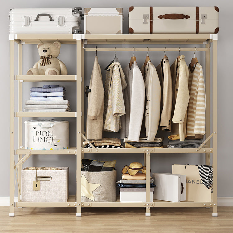 Foldable Metal Frame Wardrobe Armoire Freestanding Wardrobe with Shelves Clearhalo 'Armoires & Wardrobes' 'armoires_wardrobes' 'Bedroom Furniture' 'furn' 'furn_armoires_wardrobes' 'Furniture' 7288226