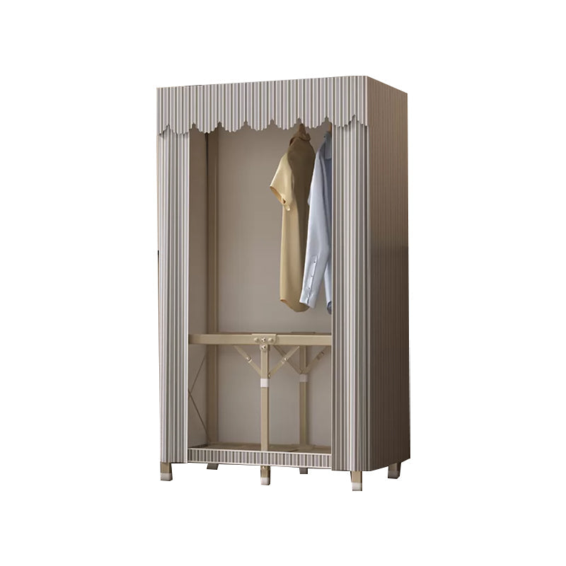 Foldable Metal Frame Wardrobe Armoire Freestanding Wardrobe with Shelves Clearhalo 'Armoires & Wardrobes' 'armoires_wardrobes' 'Bedroom Furniture' 'furn' 'furn_armoires_wardrobes' 'Furniture' 7288232