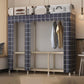 Foldable Metal Frame Wardrobe Armoire Freestanding Wardrobe with Shelves 64"L x 18"W x 63"H Blue Plaid 4 Clearhalo 'Armoires & Wardrobes' 'armoires_wardrobes' 'Bedroom Furniture' 'furn' 'furn_armoires_wardrobes' 'Furniture' 7288259