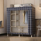 Foldable Metal Frame Wardrobe Armoire Freestanding Wardrobe with Shelves 50"L x 18"W x 63"H Blue Plaid 4 Clearhalo 'Armoires & Wardrobes' 'armoires_wardrobes' 'Bedroom Furniture' 'furn' 'furn_armoires_wardrobes' 'Furniture' 7288260