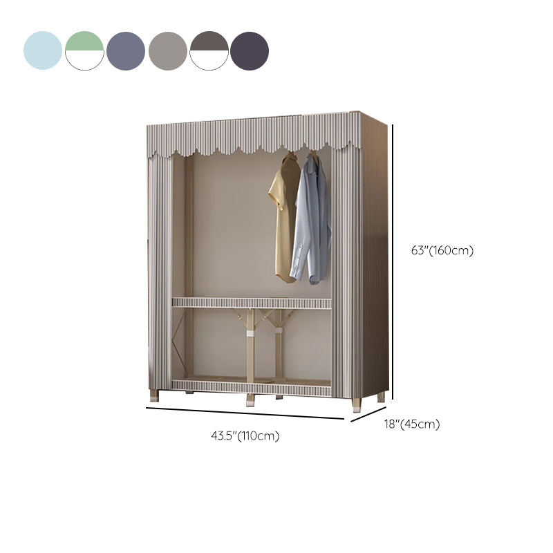 Foldable Metal Frame Wardrobe Armoire Freestanding Wardrobe with Shelves Clearhalo 'Armoires & Wardrobes' 'armoires_wardrobes' 'Bedroom Furniture' 'furn' 'furn_armoires_wardrobes' 'Furniture' 7288263