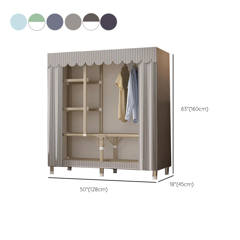 Foldable Metal Frame Wardrobe Armoire Freestanding Wardrobe with Shelves Clearhalo 'Armoires & Wardrobes' 'armoires_wardrobes' 'Bedroom Furniture' 'furn' 'furn_armoires_wardrobes' 'Furniture' 7288264