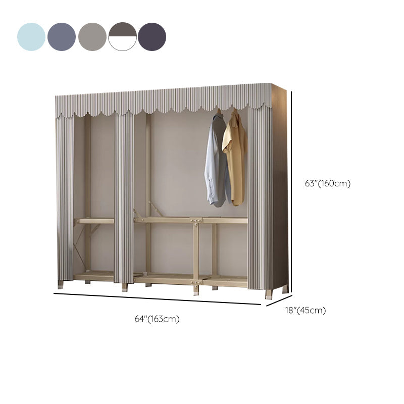 Foldable Metal Frame Wardrobe Armoire Freestanding Wardrobe with Shelves Clearhalo 'Armoires & Wardrobes' 'armoires_wardrobes' 'Bedroom Furniture' 'furn' 'furn_armoires_wardrobes' 'Furniture' 7288265