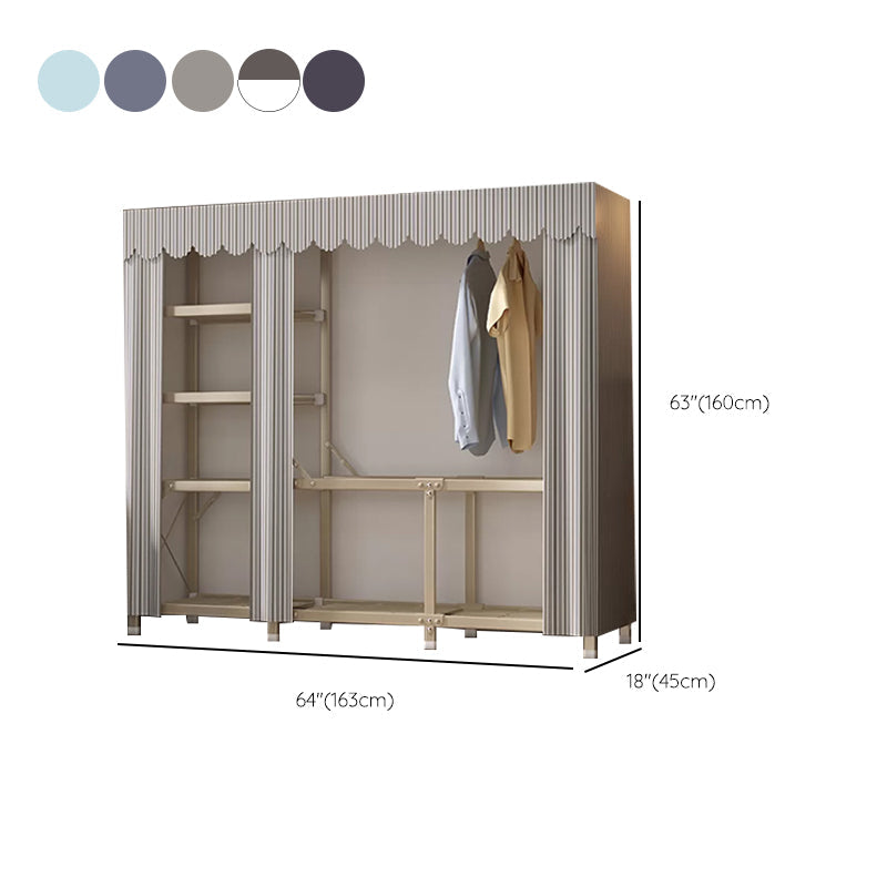 Foldable Metal Frame Wardrobe Armoire Freestanding Wardrobe with Shelves Clearhalo 'Armoires & Wardrobes' 'armoires_wardrobes' 'Bedroom Furniture' 'furn' 'furn_armoires_wardrobes' 'Furniture' 7288266