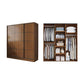 Modern Brown Wood Wardrobe Armoire Freestanding Multifunctional Wardrobe