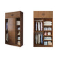 Modern Brown Wood Wardrobe Armoire Freestanding Multifunctional Wardrobe