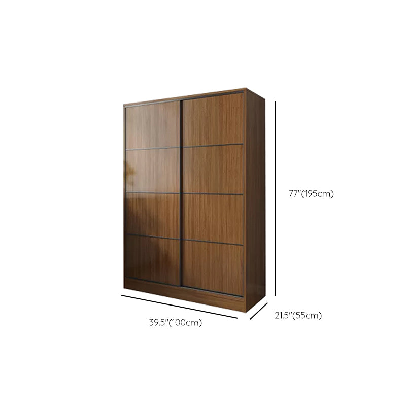 Modern Brown Wood Wardrobe Armoire Freestanding Multifunctional Wardrobe