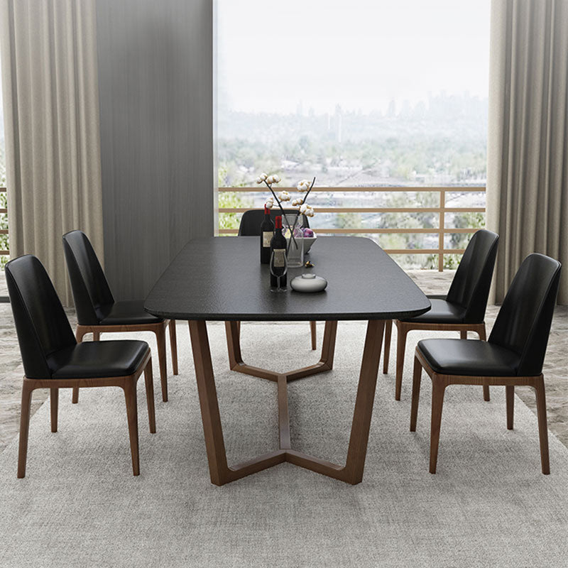 Black and Brown Dining Room Table Contemporary Dining Site Table Clearhalo 'Dining Tables & Seating' 'Dining Tables' 'dining_table' 'furn' 'furn_dining_table' 'Furniture' 'Kitchen & Dining Furniture' 7288442