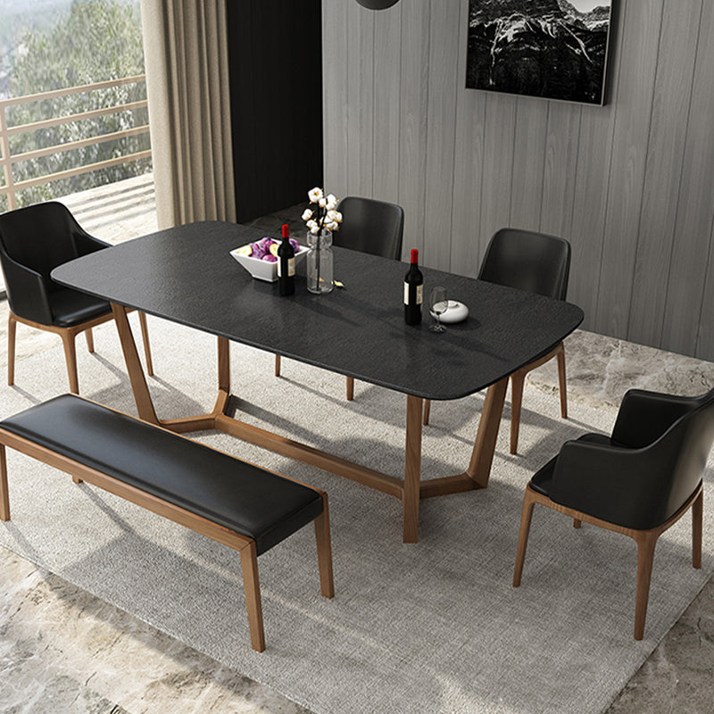 Black and Brown Dining Room Table Contemporary Dining Site Table Clearhalo 'Dining Tables & Seating' 'Dining Tables' 'dining_table' 'furn' 'furn_dining_table' 'Furniture' 'Kitchen & Dining Furniture' 7288443