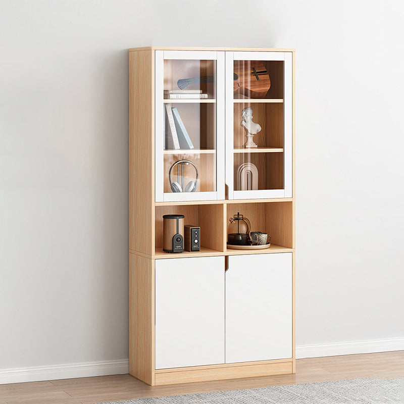 Contemporary Manufactured Wood Accent Cabinet Rectangle Accent Cabinet 31.5"L x 11.8"W x 72.0"H Cherry Wood Clearhalo 'Cabinets & Chests' 'cabinets_chests' 'furn' 'furn_cabinets_chests' 'Furniture' 'Living Room Furniture' 7288468