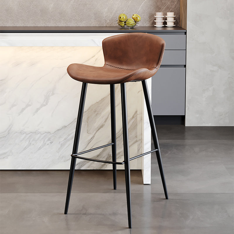 Black Metal Base Bar and Counter Stool Industrial Style Indoor Stool for Patio Use