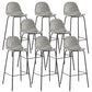 Black Metal Base Bar and Counter Stool Industrial Style Indoor Stool Light Gray 8 Piece Set Bar Stool(30"H) Clearhalo 'Bar Furniture' 'Bar Stools' 'bar_stools' 'furn' 'furn_bar_stools' 'Furniture' 'Kitchen & Dining Furniture' 7288633