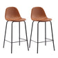 Black Metal Base Bar and Counter Stool Industrial Style Indoor Stool Brown 2 Piece Set Clearhalo 'Bar Furniture' 'Bar Stools' 'bar_stools' 'furn' 'furn_bar_stools' 'Furniture' 'Kitchen & Dining Furniture' 7288652