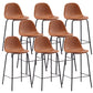 Black Metal Base Bar and Counter Stool Industrial Style Indoor Stool Brown 8 Piece Set Clearhalo 'Bar Furniture' 'Bar Stools' 'bar_stools' 'furn' 'furn_bar_stools' 'Furniture' 'Kitchen & Dining Furniture' 7288655