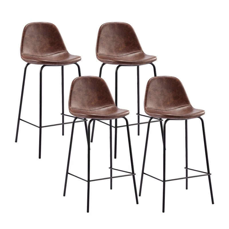 Black Metal Base Bar and Counter Stool Industrial Style Indoor Stool Coffee 4 Piece Set Clearhalo 'Bar Furniture' 'Bar Stools' 'bar_stools' 'furn' 'furn_bar_stools' 'Furniture' 'Kitchen & Dining Furniture' 7288657