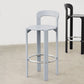 Round Low Back Dining Stools Plastic Barstools with Footrest