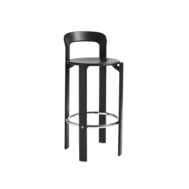 Round Low Back Dining Stools Plastic Barstools with Footrest