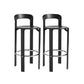 Round Low Back Dining Stools Plastic Barstools with Footrest
