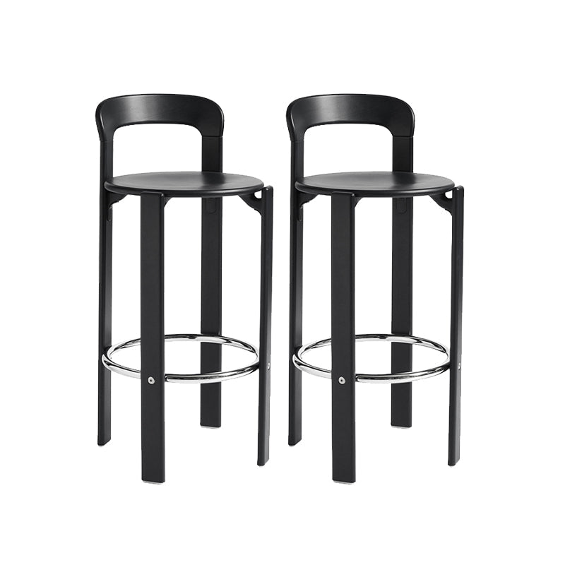 Round Low Back Dining Stools Plastic Barstools with Footrest