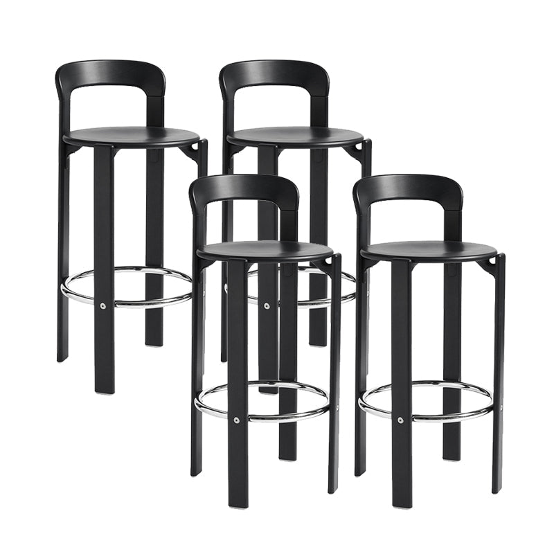 Round Low Back Dining Stools Plastic Barstools with Footrest