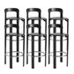 Round Low Back Dining Stools Plastic Barstools with Footrest
