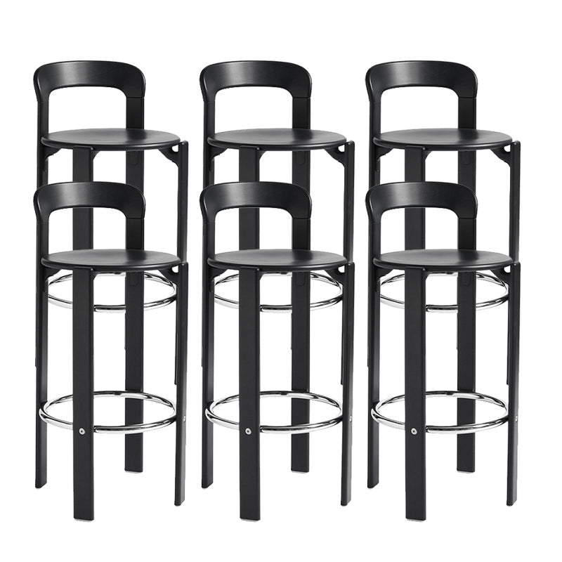 Round Low Back Dining Stools Plastic Barstools with Footrest