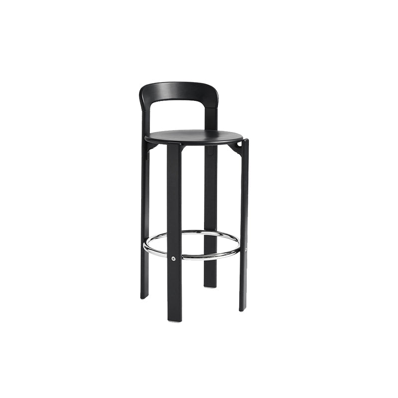Round Low Back Dining Stools Plastic Barstools with Footrest