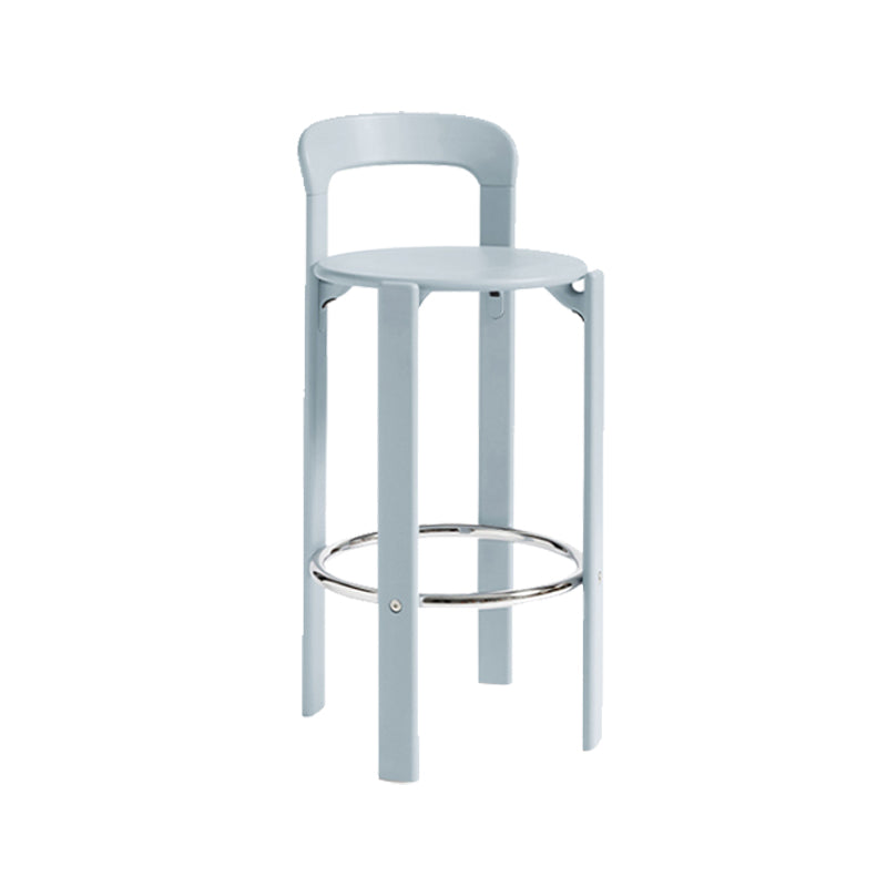 Round Low Back Dining Stools Plastic Barstools with Footrest