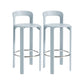 Round Low Back Dining Stools Plastic Barstools with Footrest