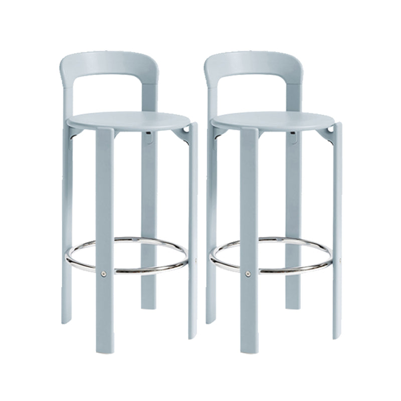 Round Low Back Dining Stools Plastic Barstools with Footrest