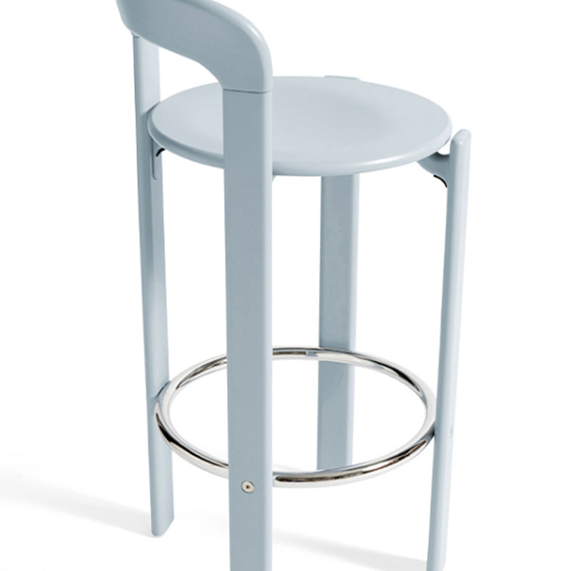 Round Low Back Dining Stools Plastic Barstools with Footrest