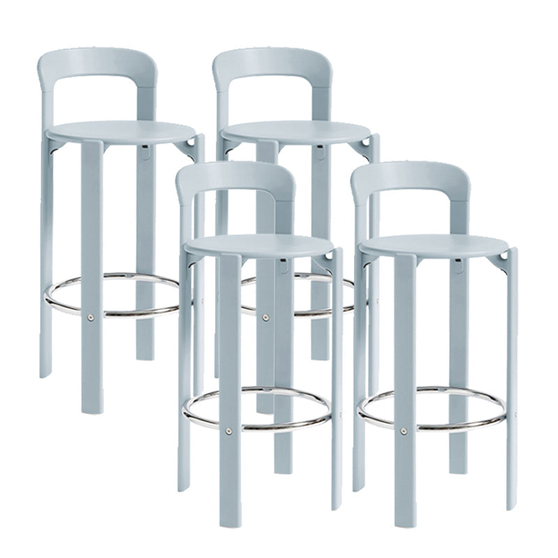 Round Low Back Dining Stools Plastic Barstools with Footrest