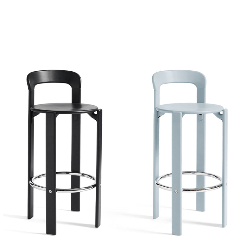 Round Low Back Dining Stools Plastic Barstools with Footrest