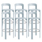 Round Low Back Dining Stools Plastic Barstools with Footrest