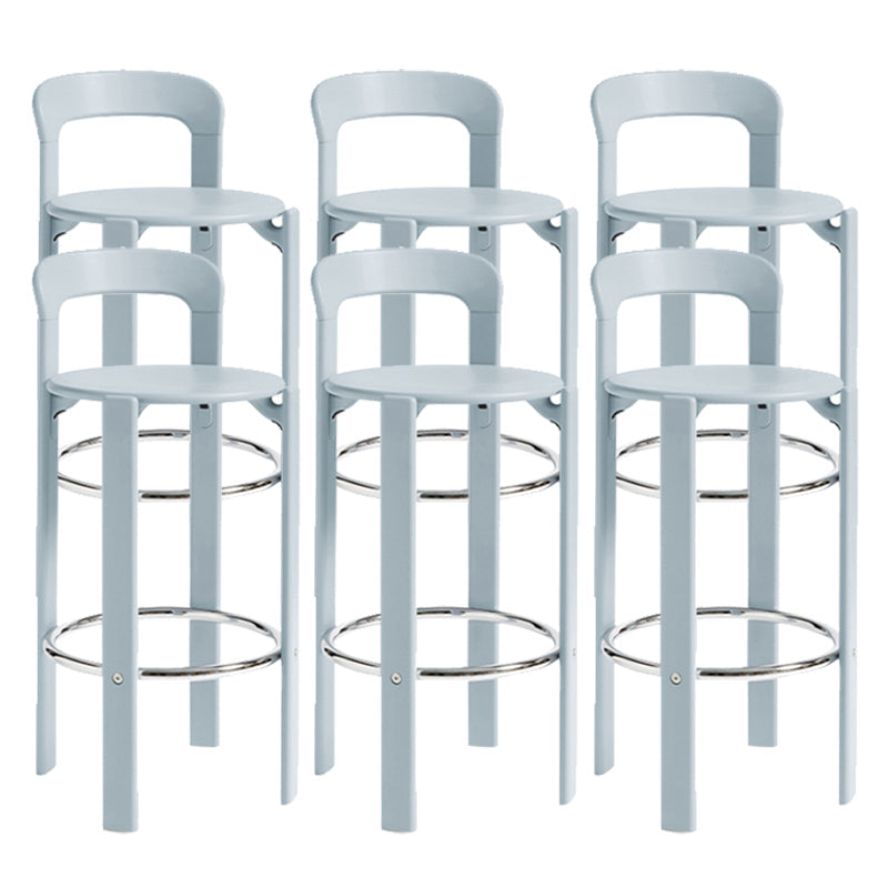 Round Low Back Dining Stools Plastic Barstools with Footrest