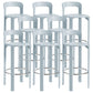 Round Low Back Dining Stools Plastic Barstools with Footrest