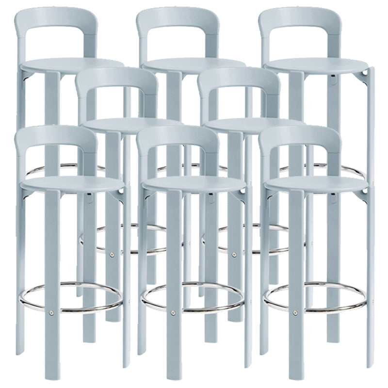 Round Low Back Dining Stools Plastic Barstools with Footrest