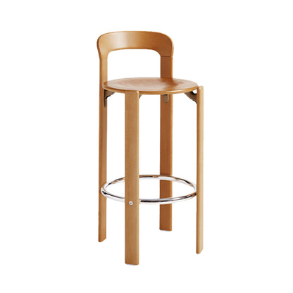 Round Low Back Dining Stools Plastic Barstools with Footrest