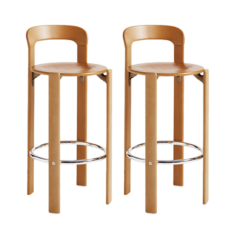 Round Low Back Dining Stools Plastic Barstools with Footrest