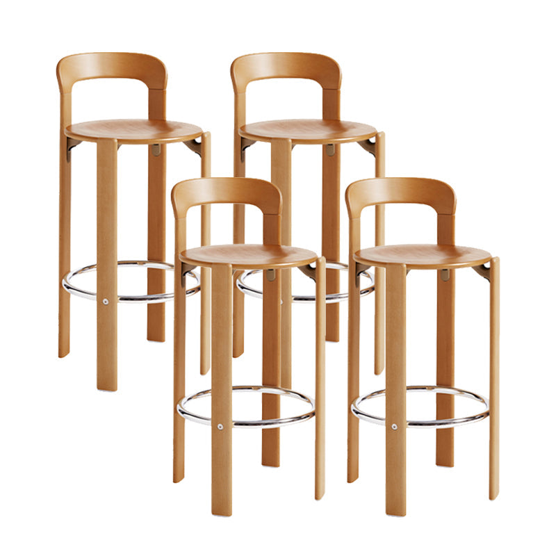 Round Low Back Dining Stools Plastic Barstools with Footrest